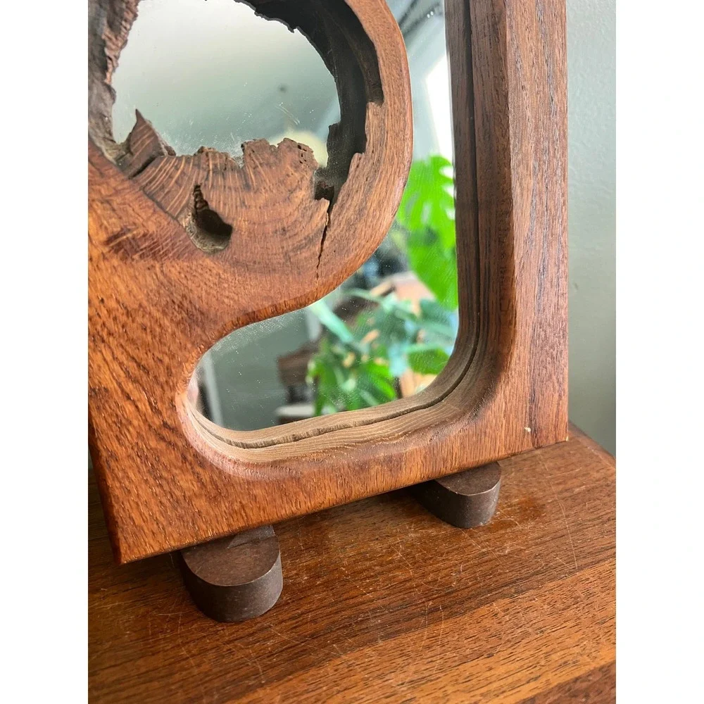Ozark Crafts Solid American Oak Live Edge Mirror Mid Century Modern Wood Decor